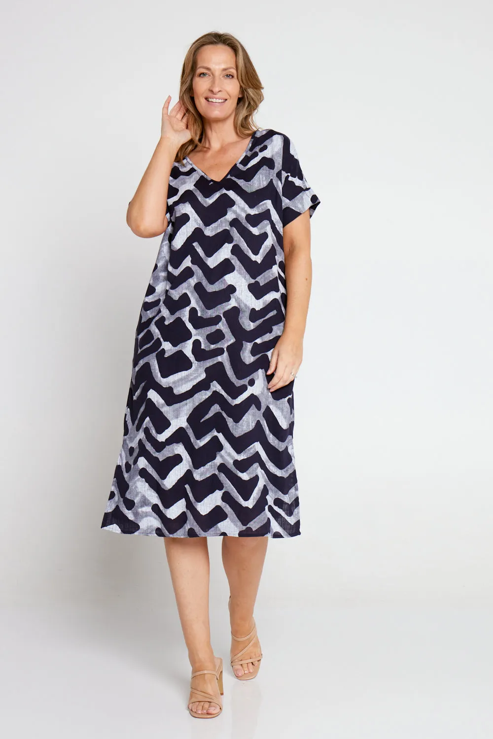 Esiteri Linen Dress - Navy