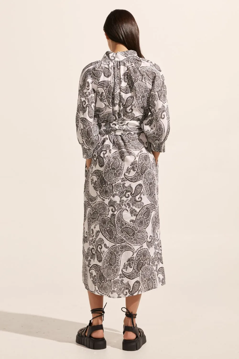 Halcyon Dress in Black Paisley