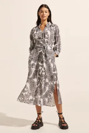 Halcyon Dress in Black Paisley