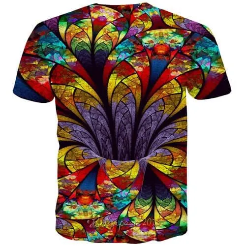 Psychedelic T shirts Men Flower Tshirts Novelty Art Tshirt Anime Colorful Tshirts Casual Abstract T shirts Funny Short Sleeve
