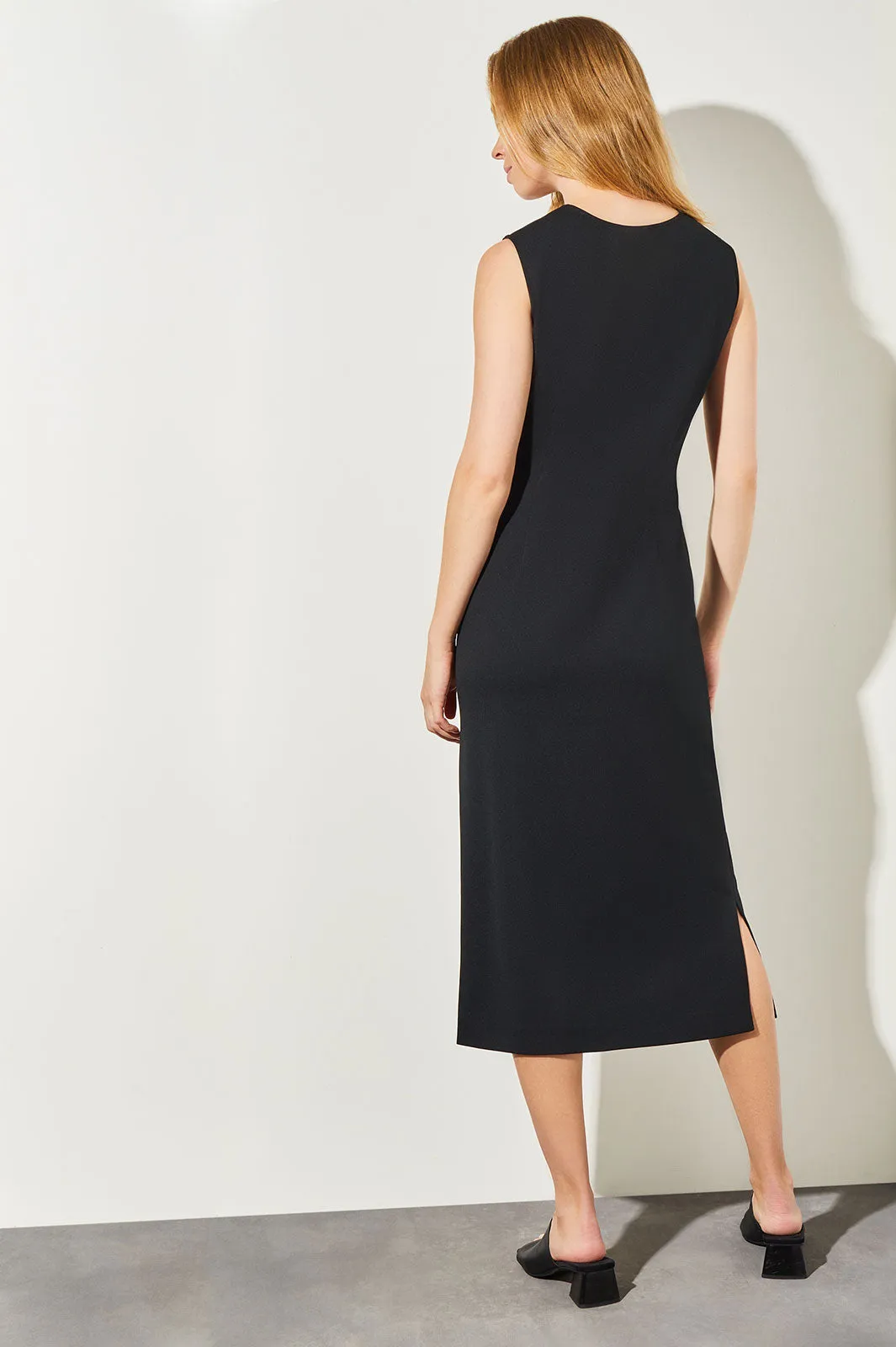 Stretch Deco Crepe Sheath Midi Dress